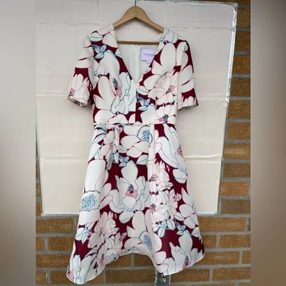 CAROLINA HERRERA Oleander Print Silk Fit & flare dress size 10